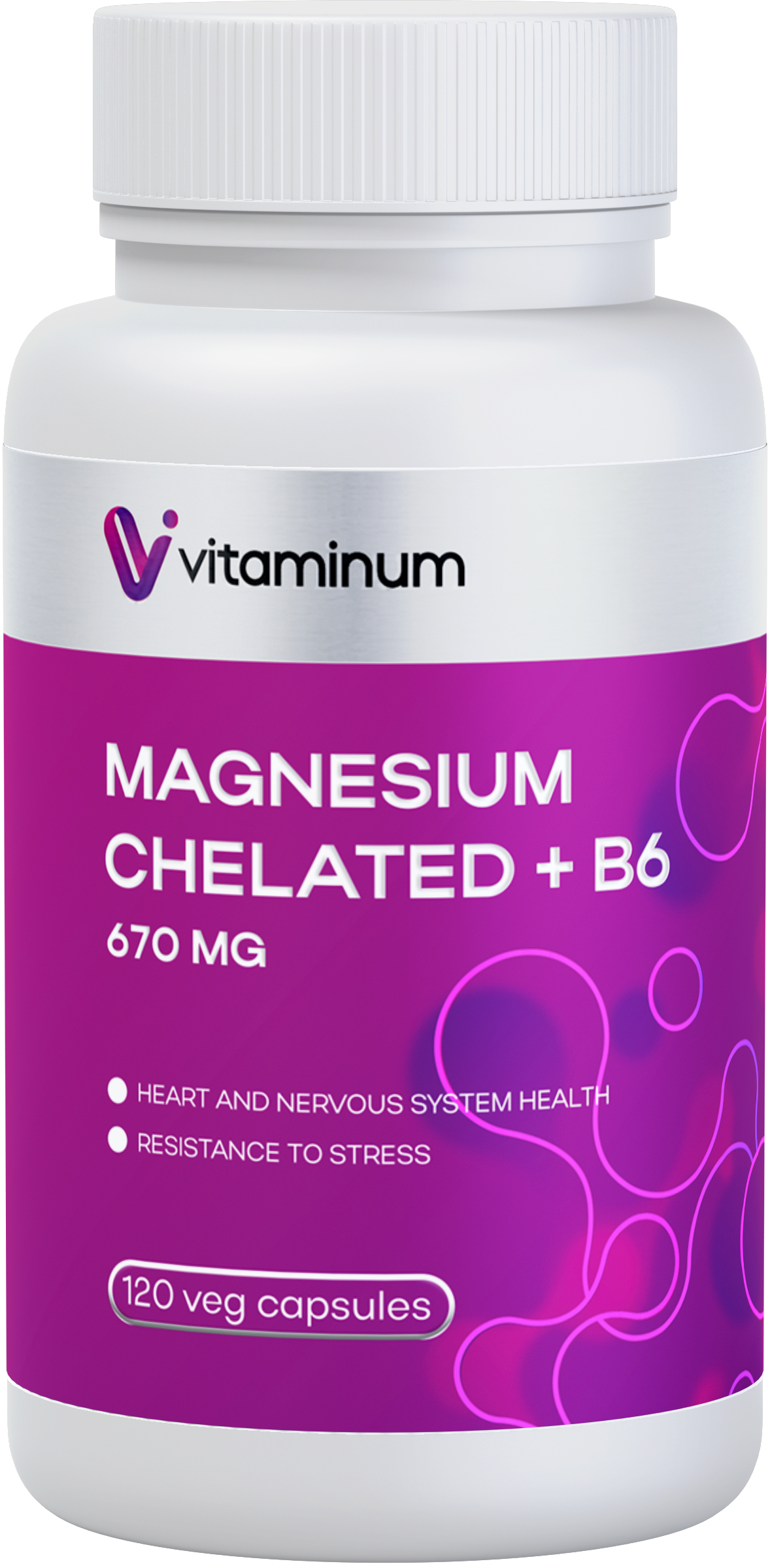  Vitaminum МАГНИЙ ХЕЛАТ + витамин В6 (670 MG) 120 капсул 800 мг  в Выксе